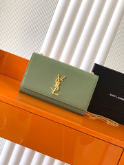 (Pre-Order) YSL Kate Medium Bag – Green with Gold Hardware (Replica)