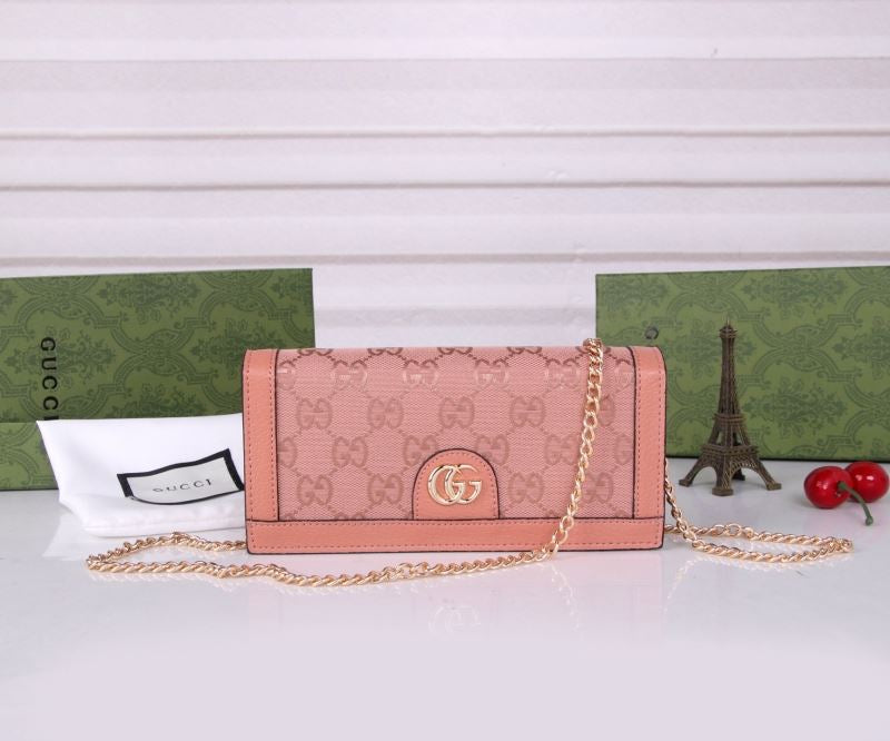 (Pre-Order) GG Pink Monogram Chain Wallet (Replica)