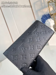 (Pre-Order) Black Embossed Monogram Wallet (Replica)