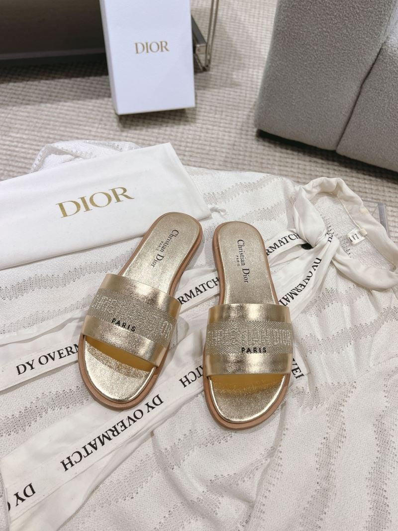 (Pre-Order) Christian Dior-Inspired Metallic Gold Slides (Replica)