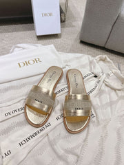 (Pre-Order) Christian Dior-Inspired Metallic Gold Slides (Replica)