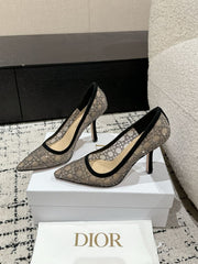 (Pre-Order) Christian Dior-Inspired Closed Back Rhinestone Mesh Pumps (Replica)