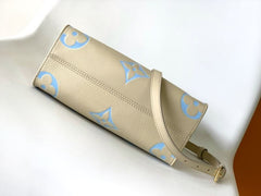(Pre-Order) Louis Vuitton OnTheGo PM – Beige with Blue Monogram (Replica)