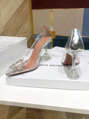 (Pre-Order) Amina Muaddi BEGUM GLASS SLING TRANSPARENT PVC (Replica)