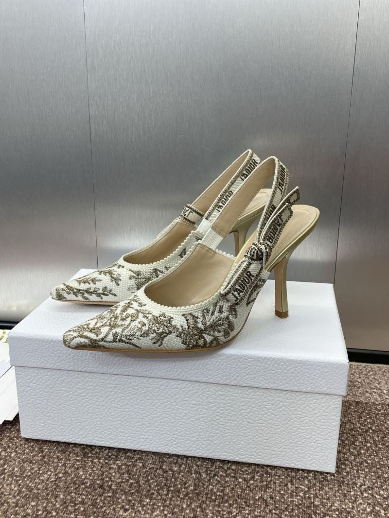 (Pre-Order) Christian Dior-Inspired Embroidered Slingback Heels (Replica)