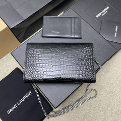 (Pre-Order) YSL Uptown Mini Envelope Bag – Croc Embossed (Replica)