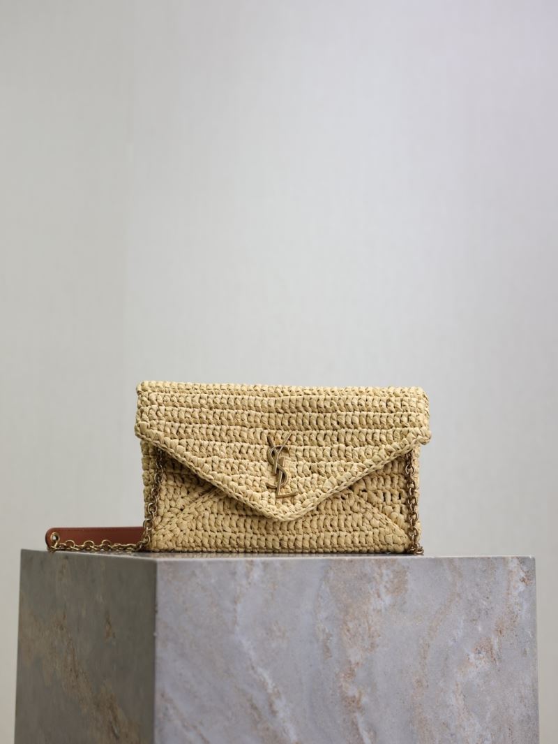 (Pre-Order) YSL Raffia Mini Envelope Bag – Natural (Replica)