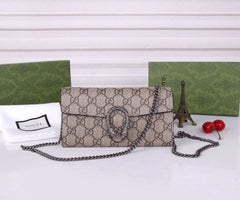 (Pre-Order) GUCCI Dionysus GG Supreme Chain Wallet – Beige (Replica)