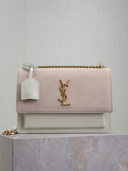 (Pre-Order) YSL White Matte Gold Buckle Sunset Bag (Replica)