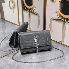 (Pre-order) YSL Kate Medium Tassel Crossbody Bag - Croc-Embossed Leather (Replica)