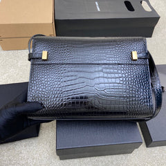 (Pre-Order) YSL Manhattan Baguette Bag – Black Croc Embossed (Replica)