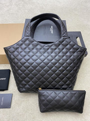 (Pre-Order) YSL Quilted Leather Tote with Pouch – Black (Replica)