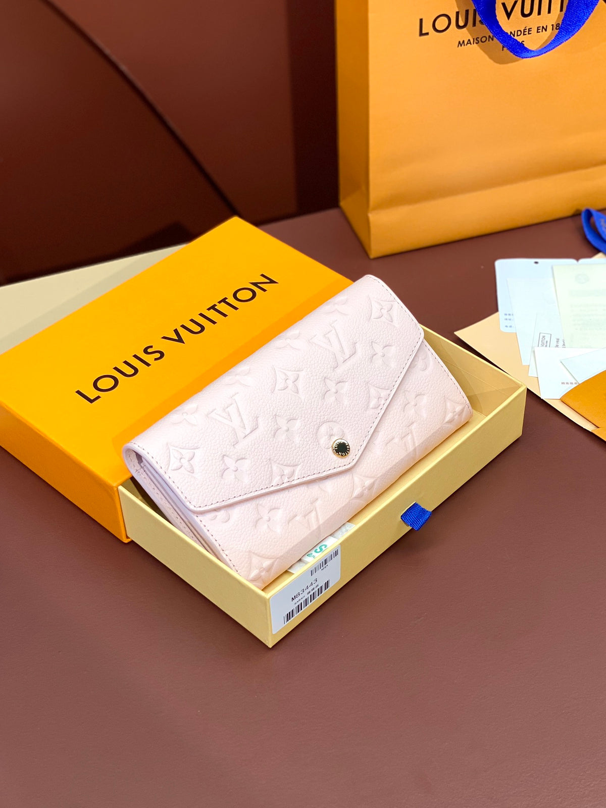 (Pre-Order) Louis Vuitton Empreinte Long Wallet (Blue & Pink) (Replica)