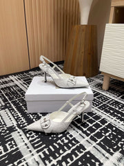 (Pre-Order) Christian Dior-Inspired Quilted Buckle Slingback Heels (Replica)