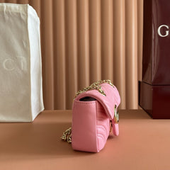 (Pre-Order) Gucci GG Marmont Mini Matelassé Shoulder Bag – Pink (Replica)