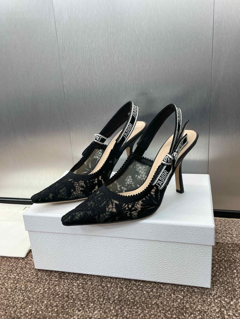 (Pre-Order) Christian Dior-Inspired Embroidered Slingback Heels (Replica)