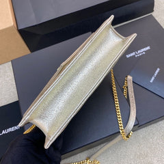 (Pre-Order) YSL Envelope Chain Wallet – Metallic Gold (Replica)