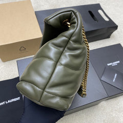 (Pre-Order) Saint Laurent Puffer Medium Chain Bag – Olive Green (Replica)