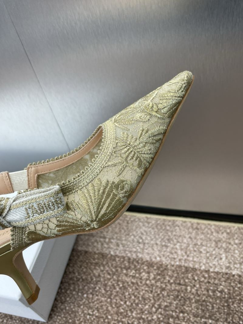 (Pre-Order) Christian Dior-Inspired Embroidered Slingback Heels (Replica)
