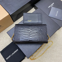 (Pre-Order) YSL Uptown Mini Envelope Bag – Croc Embossed (Replica)