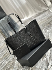 (Pre-Order) YSL Black Croc Embossed Tote Bag (Replica)