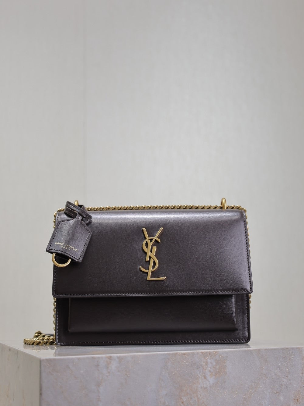 (Pre-Order) YSL Sunset Classic Coffee Bag With Gold Buckle 22cm (Replica)