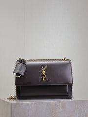 (Pre-Order) YSL Sunset Classic Coffee Bag With Gold Buckle 22cm (Replica)