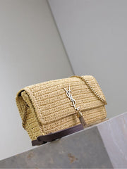 (Pre-Order) YSL Raffia Uptown Chain Bag – Natural Beige (Replica)