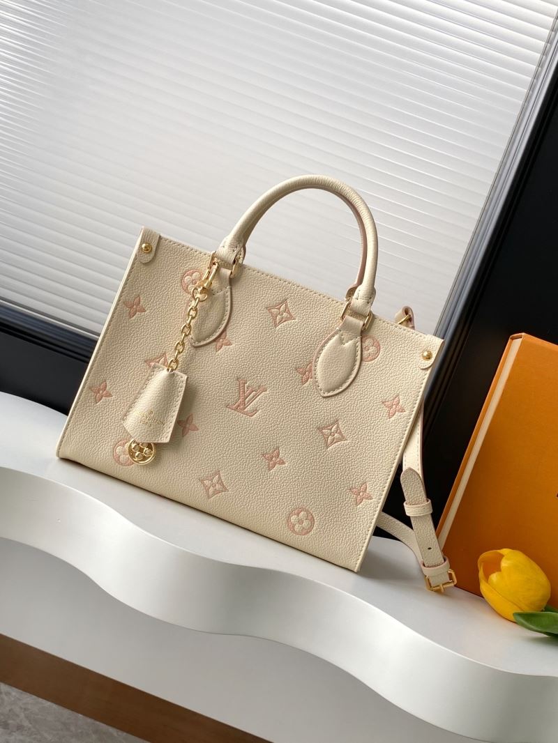 (Pre-Order) Louis Vuitton OnTheGo PM – Empreinte Leather (Cream with Pink Monogram) (Replica)