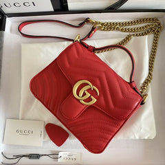 (Pre-Order) GUCCI Calfskin Matelasse Mini GG Marmont Top Handle Shoulder Bag (Replica)