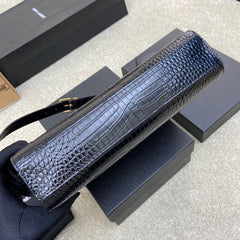 (Pre-Order) YSL Manhattan Baguette Bag – Black Croc Embossed (Replica)