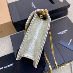 (Pre-Order) YSL Envelope Chain Wallet – Metallic Gold (Replica)