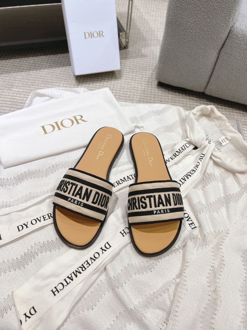 (Pre-Order) Christian Dior-Inspired Beige & Black Slides (Replica)
