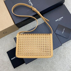 (Pre-Order) YSL Medium Kate Cane Weave Crossbody – Tan (Replica)