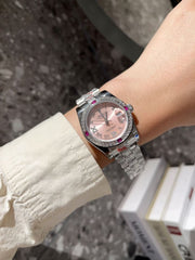 (Pre-Order) Rolex Datejust 31mm Pink Dial with Ruby Accents (Replica)