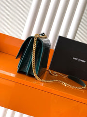 (Pre-Order) YSL Sunset Croc-Embossed Chain Bag – Green (Replica)