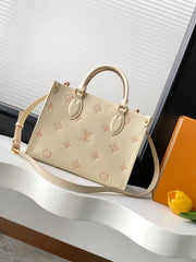(Pre-Order) Louis Vuitton OnTheGo PM – Empreinte Leather (Cream with Pink Monogram) (Replica)
