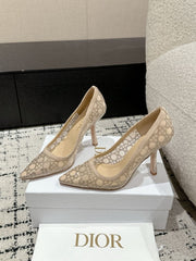 (Pre-Order) Christian Dior-Inspired Closed Back Rhinestone Mesh Pumps (Replica)