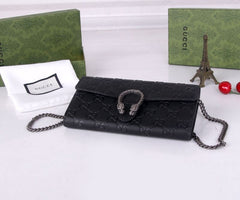 (Pre-Order) GUCCI Dionysus Black Embossed Chain Wallet (Replica)